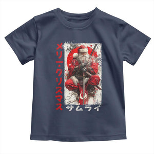 Christmas Samurai Santa Toddler T Shirt Japanese Xmas Warrior Ukiyo-e Art TS11 Navy Print Your Wear
