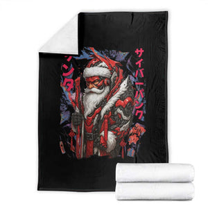 Christmas Cyberpunk Santa Throw Blanket Japanese Xmas Techwear Manga Anime TS11 Black Print Your Wear