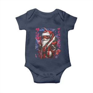 Christmas Cyberpunk Santa Baby Onesie Japanese Xmas Techwear Manga Anime TS11 Navy Print Your Wear