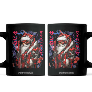 Christmas Cyberpunk Santa Coffee Mug Japanese Xmas Techwear Manga Anime TS11 Black Print Your Wear