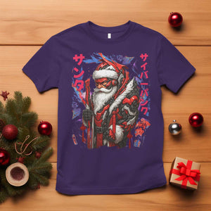 Christmas Cyberpunk Santa T Shirt Japanese Xmas Techwear Manga Anime TS11 Purple Print Your Wear