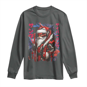 Christmas Cyberpunk Santa Long Sleeve Shirt Japanese Xmas Techwear Manga Anime TS11 Dark Heather Print Your Wear