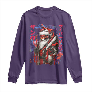 Christmas Cyberpunk Santa Long Sleeve Shirt Japanese Xmas Techwear Manga Anime TS11 Purple Print Your Wear