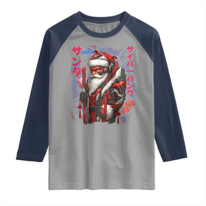 Christmas Cyberpunk Santa Raglan Shirt Japanese Xmas Techwear Manga Anime TS11 Sport Gray Navy Print Your Wear