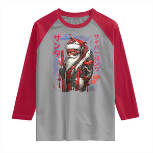Christmas Cyberpunk Santa Raglan Shirt Japanese Xmas Techwear Manga Anime TS11 Sport Gray Red Print Your Wear