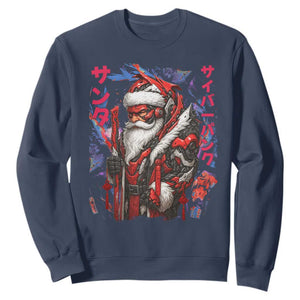 Christmas Cyberpunk Santa Sweatshirt Japanese Xmas Techwear Manga Anime TS11 Navy Print Your Wear