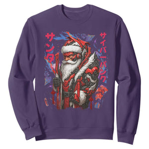 Christmas Cyberpunk Santa Sweatshirt Japanese Xmas Techwear Manga Anime TS11 Purple Print Your Wear