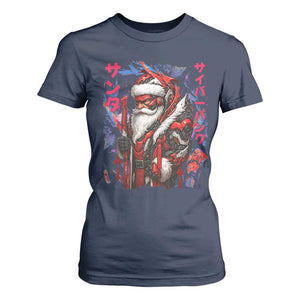 Christmas Cyberpunk Santa T Shirt For Women Japanese Xmas Techwear Manga Anime TS11 Navy Print Your Wear
