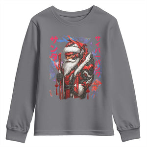Christmas Cyberpunk Santa Youth Sweatshirt Japanese Xmas Techwear Manga Anime TS11 Charcoal Print Your Wear