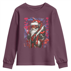 Christmas Cyberpunk Santa Youth Sweatshirt Japanese Xmas Techwear Manga Anime TS11 Maroon Print Your Wear