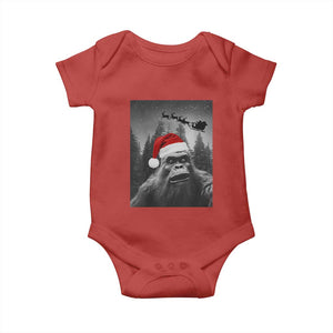 Funny Bigfoot Santas Sleigh Selfie Christmas Baby Onesie TS11 Red Print Your Wear