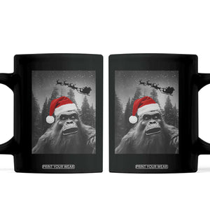 Funny Bigfoot Santas Sleigh Selfie Christmas Coffee Mug TS11 Black Print Your Wear