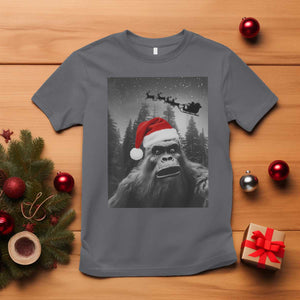 Funny Bigfoot Santas Sleigh Selfie Christmas T Shirt TS11 Charcoal Print Your Wear
