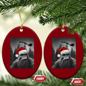 Funny Bigfoot Santas Sleigh Selfie Christmas Ceramic Ornament TS11 Print Your Wear