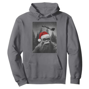 Funny Bigfoot Santas Sleigh Selfie Christmas Hoodie TS11 Charcoal Print Your Wear