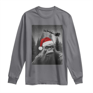 Funny Bigfoot Santas Sleigh Selfie Christmas Long Sleeve Shirt TS11 Charcoal Print Your Wear