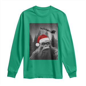 Funny Bigfoot Santas Sleigh Selfie Christmas Long Sleeve Shirt TS11 Irish Green Print Your Wear