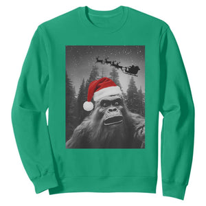Funny Bigfoot Santas Sleigh Selfie Christmas Sweatshirt TS11 Irish Green Print Your Wear