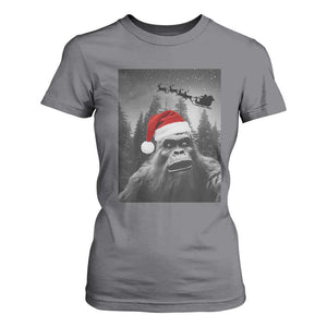 Funny Bigfoot Santas Sleigh Selfie Christmas T Shirt For Women TS11 Charcoal Print Your Wear