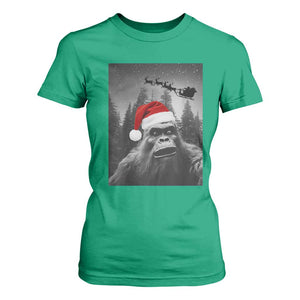 Funny Bigfoot Santas Sleigh Selfie Christmas T Shirt For Women TS11 Irish Green Print Your Wear