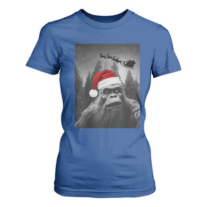 Funny Bigfoot Santas Sleigh Selfie Christmas T Shirt For Women TS11 Royal Blue Print Your Wear