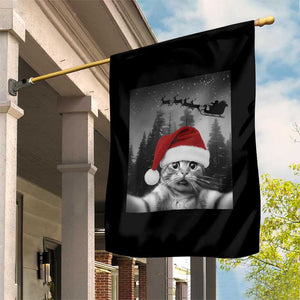 Funny Cat Selfie With Santas Sleigh Christmas Garden Flag TS11 Print Your Wear