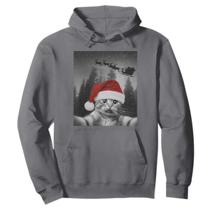 Funny Cat Selfie With Santas Sleigh Christmas Hoodie TS11 Charcoal Print Your Wear