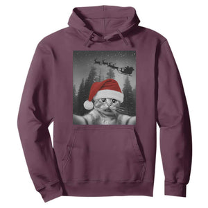 Funny Cat Selfie With Santas Sleigh Christmas Hoodie TS11 Maroon Print Your Wear