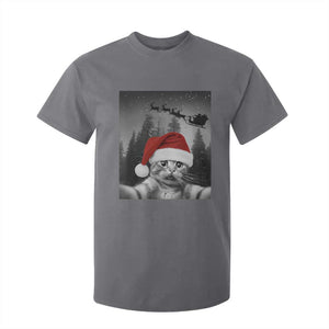 Funny Cat Selfie With Santas Sleigh Christmas T Shirt For Kid TS11 Charcoal Print Your Wear