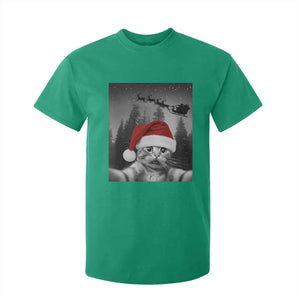 Funny Cat Selfie With Santas Sleigh Christmas T Shirt For Kid TS11 Irish Green Print Your Wear