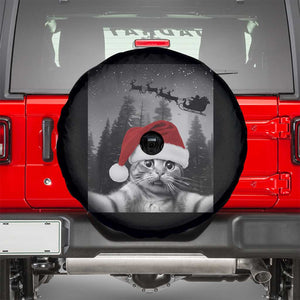 Funny Cat Selfie With Santas Sleigh Christmas Spare Tire Cover TS11 Black Print Your Wear