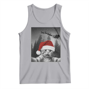 Funny Cat Selfie With Santas Sleigh Christmas Tank Top TS11 Athletic Heather Print Your Wear