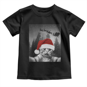 Funny Cat Selfie With Santas Sleigh Christmas Toddler T Shirt TS11 Black Print Your Wear