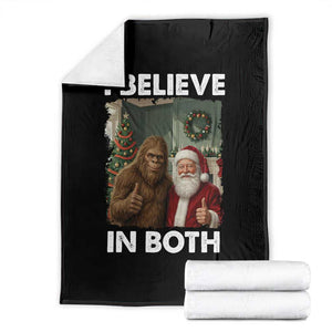 Funny Christmas Santa Bigfoot Throw Blanket I Believe In Both Xmas Holiday TS11 Black Print Your Wear