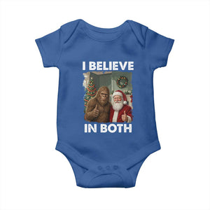 Funny Christmas Santa Bigfoot Baby Onesie I Believe In Both Xmas Holiday TS11 Royal Blue Print Your Wear