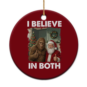 Funny Christmas Santa Bigfoot Ceramic Ornament I Believe In Both Xmas Holiday TS11 1pc Red Print Your Wear