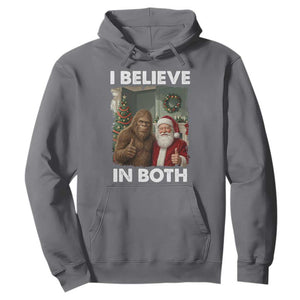 Funny Christmas Santa Bigfoot Hoodie I Believe In Both Xmas Holiday TS11 Charcoal Print Your Wear