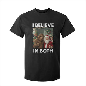 Funny Christmas Santa Bigfoot T Shirt For Kid I Believe In Both Xmas Holiday TS11 Black Print Your Wear