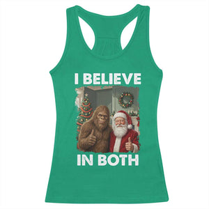 Funny Christmas Santa Bigfoot Racerback Tank Top I Believe In Both Xmas Holiday TS11 Irish Green Print Your Wear