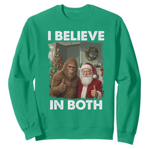 Funny Christmas Santa Bigfoot Sweatshirt I Believe In Both Xmas Holiday TS11 Irish Green Print Your Wear