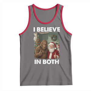 Funny Christmas Santa Bigfoot Tank Top I Believe In Both Xmas Holiday TS11 Deep Heather Red Print Your Wear