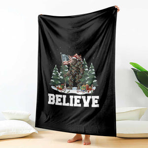 Funny Believe Bigfoot Christmas Throw Blanket American Flag Sasquatch Holiday Gift TS11 Print Your Wear