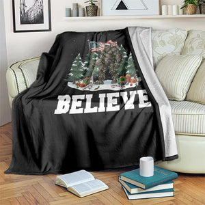 Funny Believe Bigfoot Christmas Throw Blanket American Flag Sasquatch Holiday Gift TS11 Print Your Wear