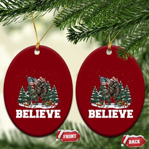 Funny Believe Bigfoot Christmas Ceramic Ornament American Flag Sasquatch Holiday Gift TS11 Print Your Wear