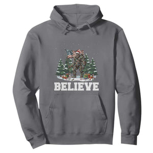 Funny Believe Bigfoot Christmas Hoodie American Flag Sasquatch Holiday Gift TS11 Charcoal Print Your Wear