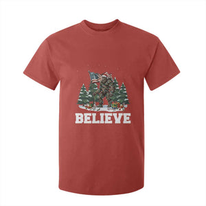 Funny Believe Bigfoot Christmas T Shirt For Kid American Flag Sasquatch Holiday Gift TS11 Red Print Your Wear