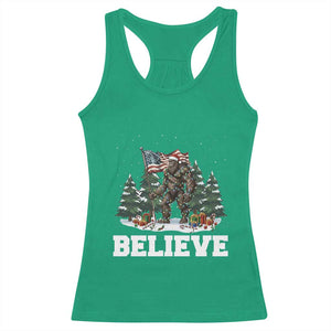 Funny Believe Bigfoot Christmas Racerback Tank Top American Flag Sasquatch Holiday Gift TS11 Irish Green Print Your Wear