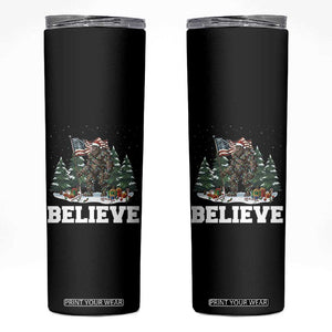 Funny Believe Bigfoot Christmas Skinny Tumbler American Flag Sasquatch Holiday Gift TS11 Black Print Your Wear