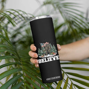 Funny Believe Bigfoot Christmas Skinny Tumbler American Flag Sasquatch Holiday Gift TS11 Print Your Wear