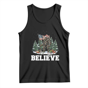 Funny Believe Bigfoot Christmas Tank Top American Flag Sasquatch Holiday Gift TS11 Black Print Your Wear